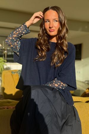 Bobby Mesh Layering Top Terrazzo Spot Prussian Navy